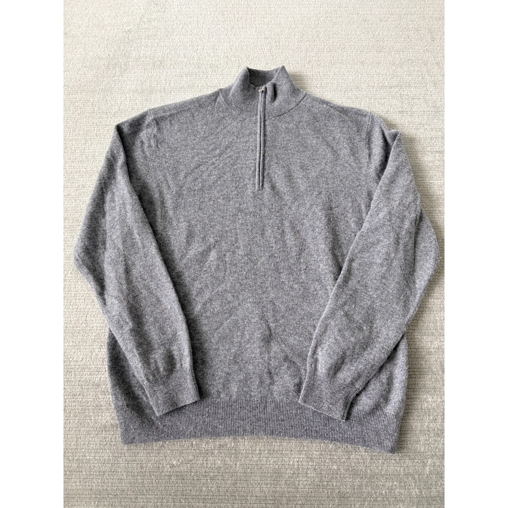 Proper Cloth Sweater Half Zip Mens L Gray Scottish Todd & Duncan Cashmere Office